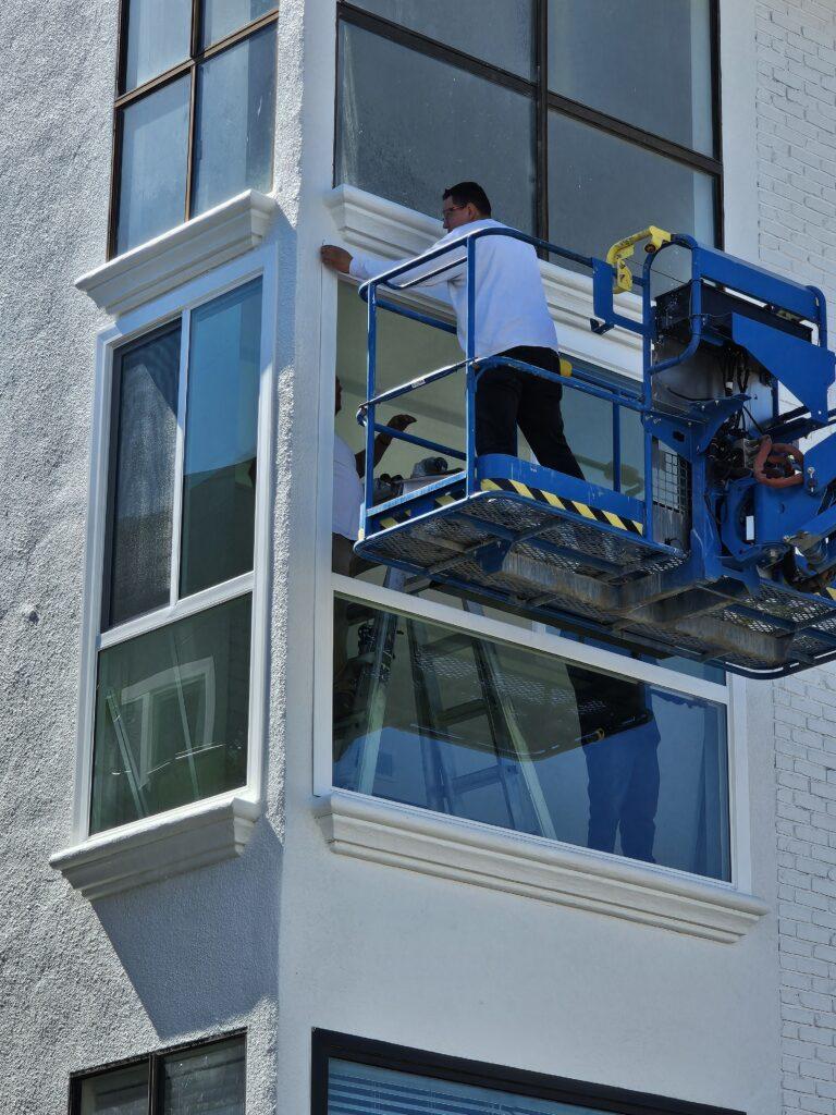 During window installation of building in Venice Beach, California